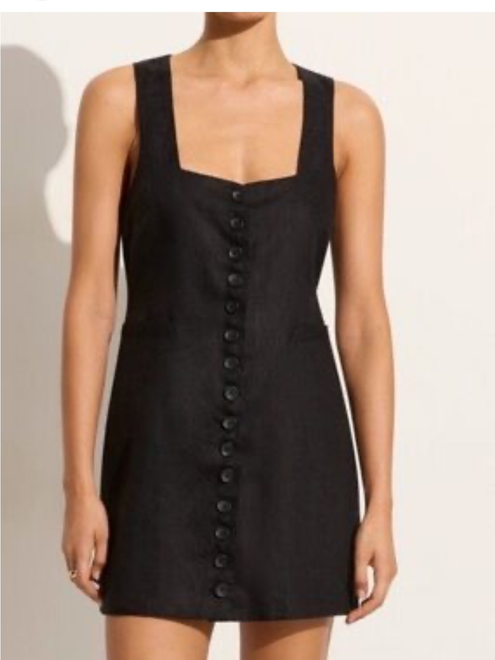 Faithfull the Brand Jacques linen mini dress size 6 black EUC - Picture 5 of 12
